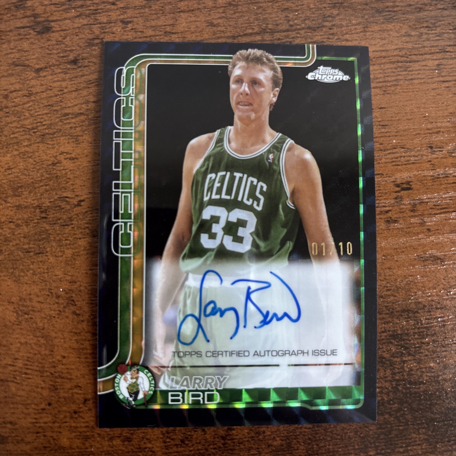 2025-26 Topps Chrome Larry Bird Auto Geometric Black Refractor 1/10 FOTPL#TCA-LB
