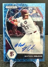 2021 Panini Pr #PDP35 Matheu Nelson Base Autographs Carolina Blue Velocity Prizm