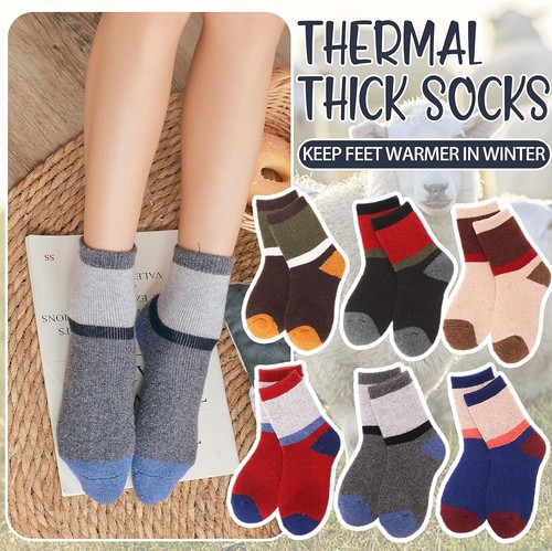 EBMORE Kids Merino Wool Socks for Toddlers Boys Girls 4-7 Years, Color Block - Picture 4 of 7