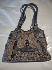 Canvas Shoulder Bag Purse Stone Mountain Gray Faux Leather