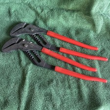 2 Used Vtg Crescent R-210 Tongue & Groove Pliers Red Comfort Handles Made in USA