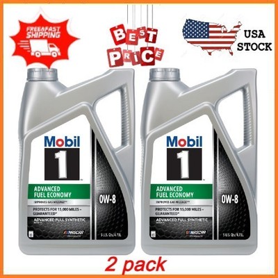 NEW 2 pack Mobil 1 Advanced Fuel Economy Full Synthetic Motor Oil 0W-8, 5 Quart
