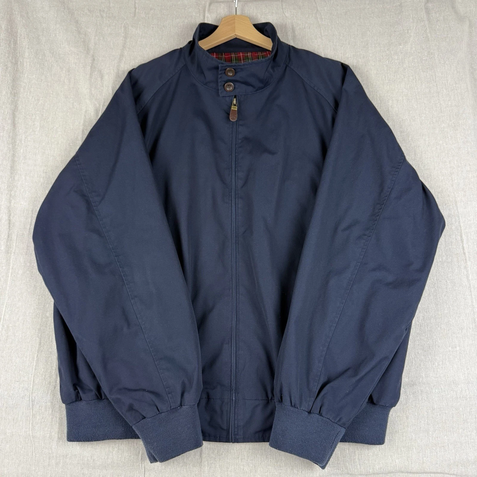 VETEMENTS Giacca Bomber Orvis Vintage Uomo XL Navy Full Zip Tartan Plaid Foderata Harrington