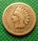 1859  Indian Head Cent   Coin  #A02   Copper Nickel  first year