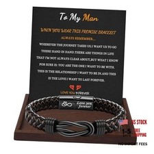 I Love You Gifts for Him Leather Bracelet for Men 9 Inches Brown - To My Man