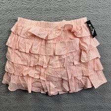 Art Class Skirt Girls Large Pink Ruffle Tiered Lined Mini Pull On Party