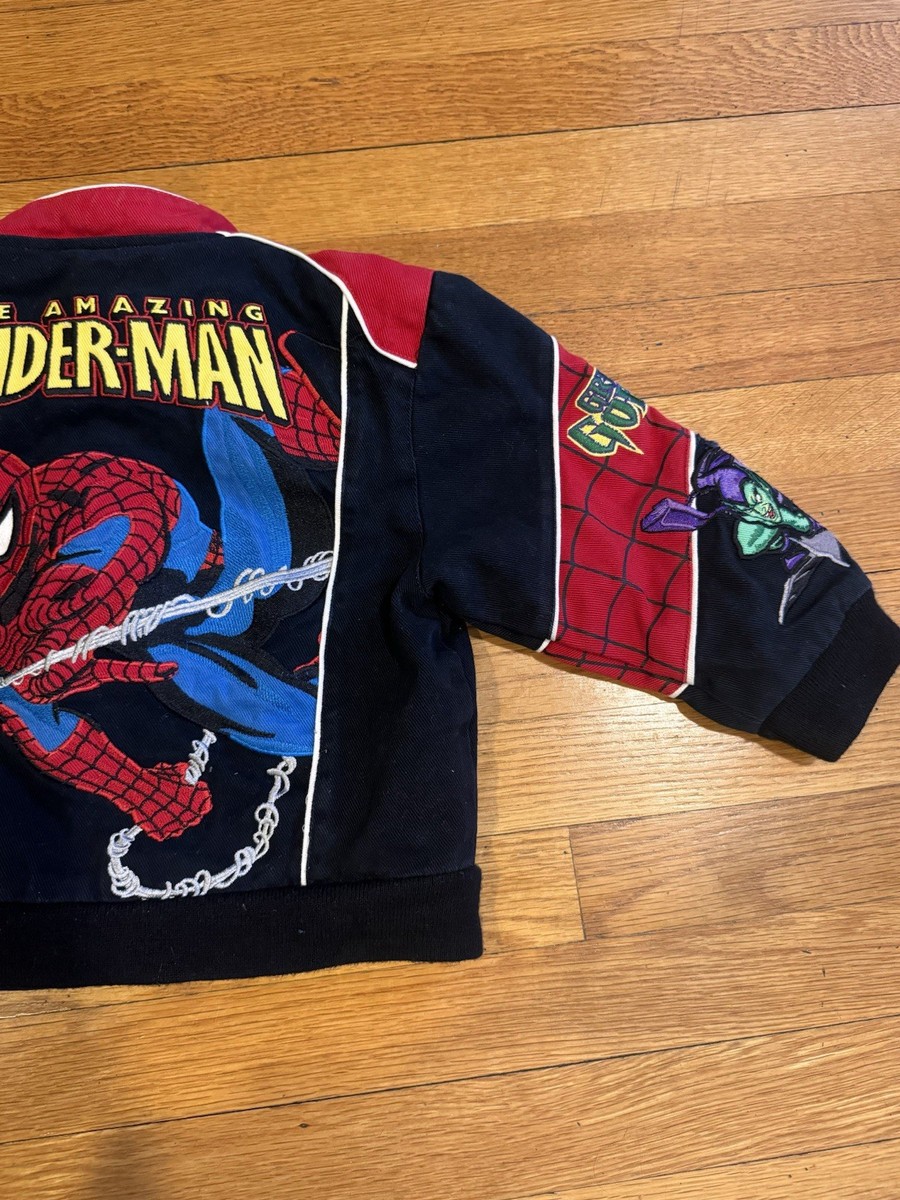 JH design SPIDER-MAN 3 スタジャン Jh Design Spider-Man Racing Jacket Embroidery Black Youth Size XL