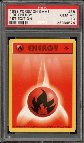Pokemon Fire Energy Base Set Shadowless 1st Edition #98 PSA 10 Gem Mint