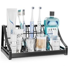 Toothbrush Holder Instant-Dry Organizer - Bathroom Countertop Organizer Black
