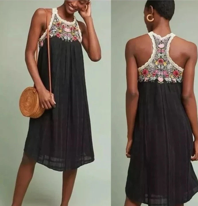 Anthropologie Dress AKEMI + KIN Mosley Floral Multicolor Embroidered Black Sz XS
Opens in a new wind