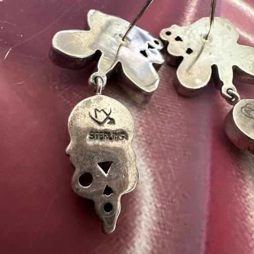VintageMars & Valentine Echo Dreamer STERLING Silver Bronze Dangle Stud Earrings - Picture 4 of 11