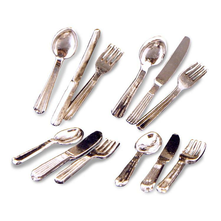 Dollhouse Miniature Silver Flatware / Cutlery service for 4 by Reutter ...