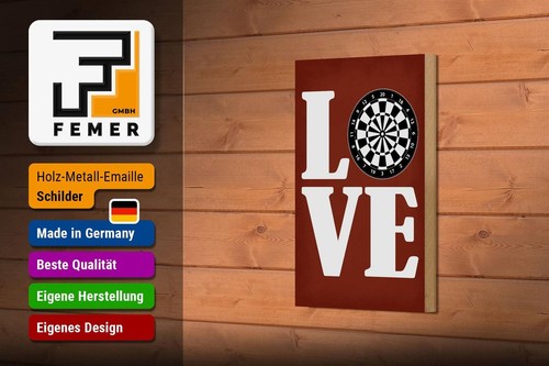 Holzschild Spruch 12x18 cm Love Dart Geschenk Holz Deko Schild wooden sign - Picture 3 of 5