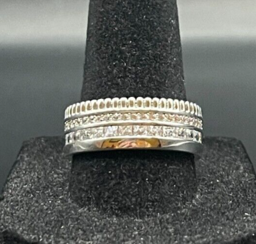 Vintage Antique Silver Tone Rhinestone CZ Ring - Size 9