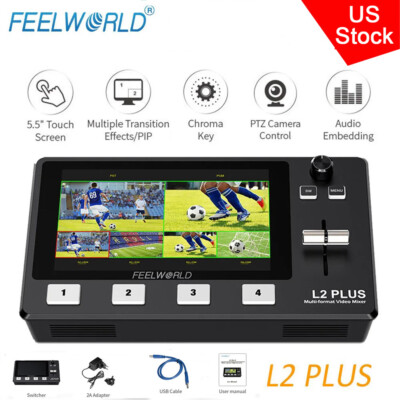 US FEELWORLD L2 Plus 5.5'' Multi-camera Video Mixer Switcher For Live Streaming