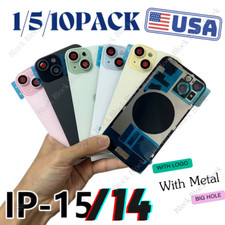 For iPhone 14/15 Pro Max Plus Back Glass Replacement Big Cam Hole Rear Cover Lot