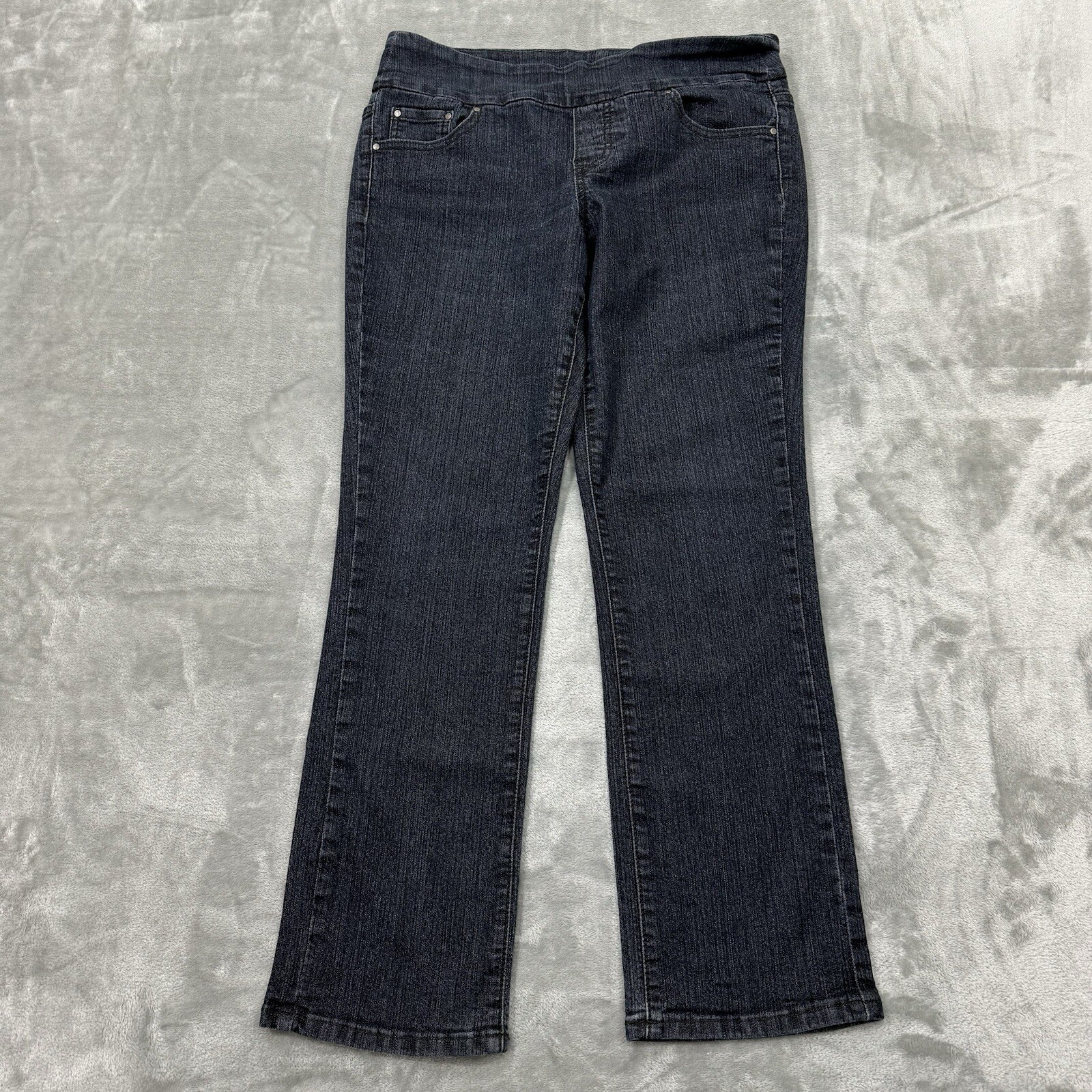 Jag Jeans Womens 10 Petite Blue High Rise Straight Stretch Dark Wash Pull On