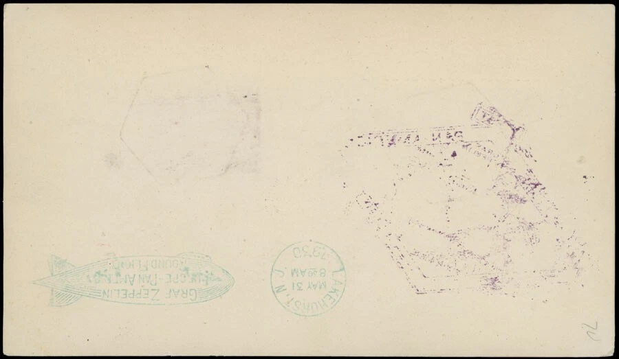 1930 SPAIN ZEPPELIN 1ST SOUTH AMERICA FLIGHT POSTCARD, BARCELONA-LAKEHURST - Image 2 of 2