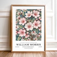 William Morris Inspired Cotton Prints Botanical Exhibition Poster Art Blossom