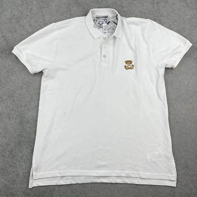 Moschino Couture Milano Teddy Bear Logo Mens Size 42 (Large) Polo Shirt White
