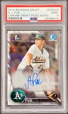 2016 BOWMAN DRAFT A.J. PUK CHROME 1ST BOWMAN AUTO PSA 9 MINT