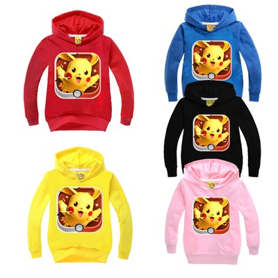Children Boys Pikachu Cartoon Pokemon Long Sleeve Hoodie Sweatshirt Jumper Tops | eBay