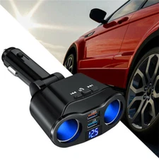 Car Cigarette Lighter Socket Splitter Dual USB Charger Adapter FM Transmitter