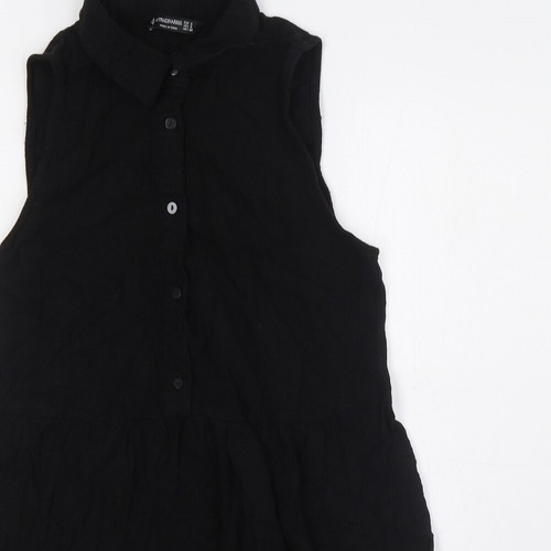Stradivarius Mujer Negro Poliéster Línea A Talla S Cuello Botón - Imagen 3 de 10