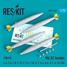 1/72 Reskit RS72-0342 Mk.82 bombs (4pcs)(F-4, F-5, F-8, F-15, F-16, F-18, A-1, A