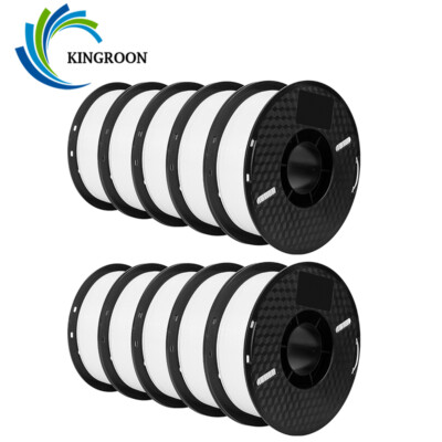 Kingroon 10KG 3D Printer Filament PLA 1.75 mm FDM Bundle Spool 10 Roll 1KG White