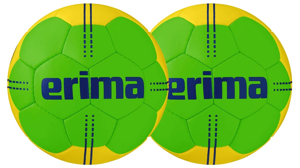 2x erima Pure Grip Nr. 4, Kinder Handball in grün/gelb; Gr. 0, molten, Kempa