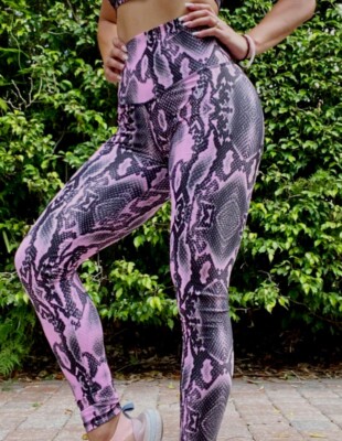 Snake Python Bra Top ABS2B L XL Rose Python Snake Skin Print Sport Bra Scrunch Booty ...