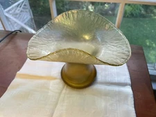 POSCHINGER IRIDESCENT amber ART GLASS Furled Hat VASE  - 1920's Germany