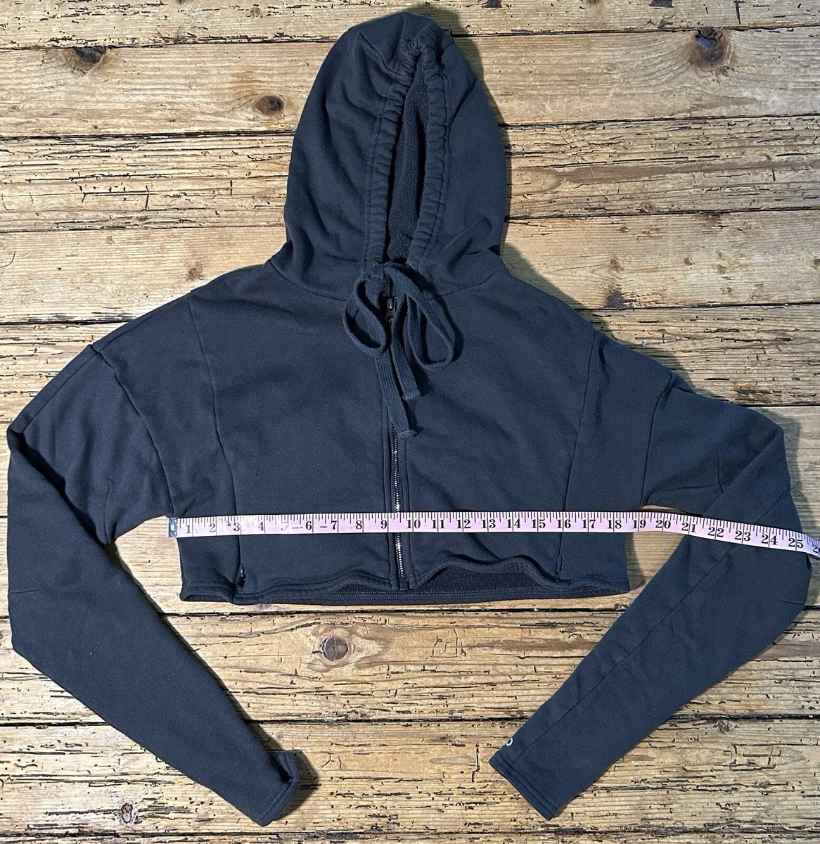 ALO Yoga Women's Full Zip Cropped Hoodie Sweatshirt Black Size XS