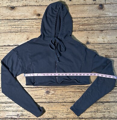 ALO Yoga Women's Full Zip Cropped Hoodie Sweatshirt Black Size XS