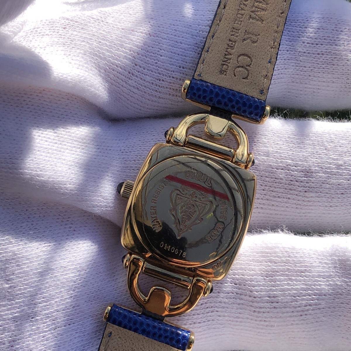 Gucci Watch 6300L 22mm Women\'s Whites X Dark Blue 3701469 RARE Vintage GUCCI 6300L WHITE dial electric blue leather  main image 2