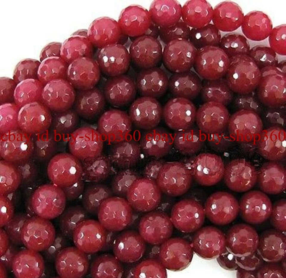 AAA 10mm Natural Faceted Brazil Red Jade Gemstone Round Loose Beads 15" - Image 3 of 4