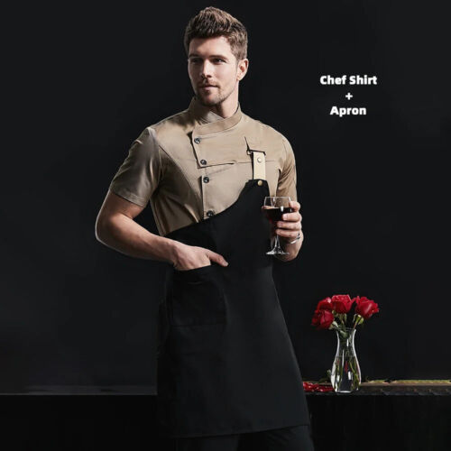 Kitchen Jacket Catering Uniform Short Sleeve Chef Clothes Restaurant Workwear - Picture 12 of 31