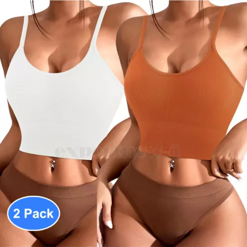 Women Strappy Sport Yoga Low U-Back Bralette Padded Bra Crop Top Cami Vest Tank - Bild 43 von 43