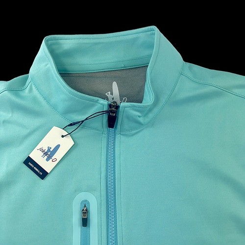 Johnnie-O Prep-Performance Stretch Vest Pullover Jacket Turquoise QTR Zip Large - Picture 2 of 9
