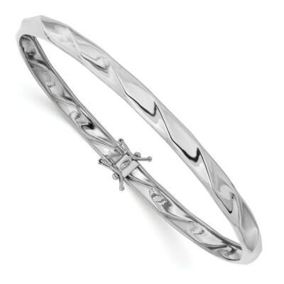 14k 14kt Weißgold poliert gedrehter Armreif Armband 8 Zoll