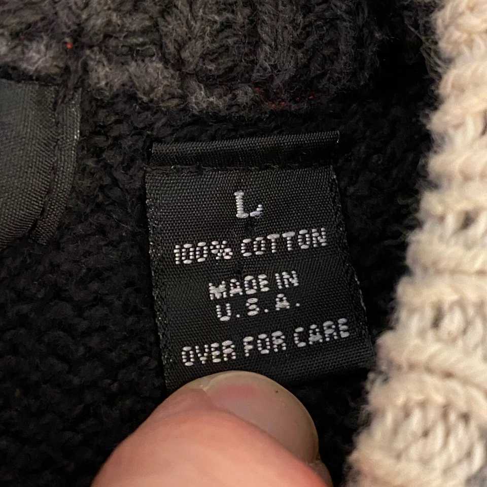 Vintage Structure Sweater Mens Large Black Striped Cotton Knit Crewneck USA 90s - Image 4 of 4