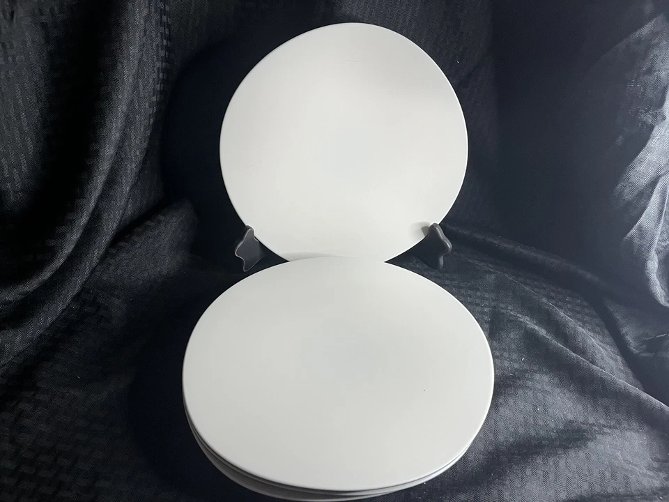 Set (4) Vintage Umbra WHITE Rounded Square 10 3/4in. Dinner Plates - Image 2 of 4