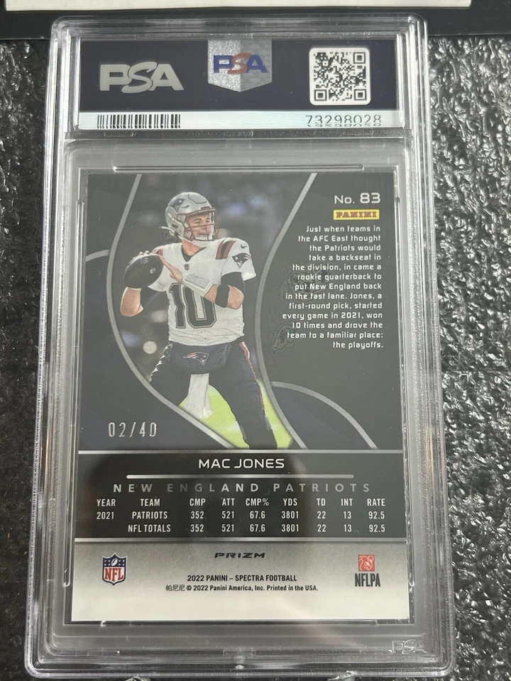 2022 Spectra Mac Jones /40 Astral Prizm PSA 9 mint SSP Cracked ice #83 Jaguars - Image 4 of 4