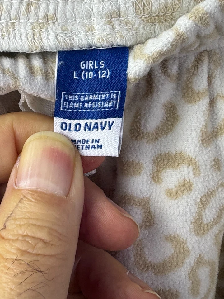 Pantalones deportivos antiguos azul marino para niñas talla grande color crema tostado estampado de leopardo cordón Foto 3 de 4