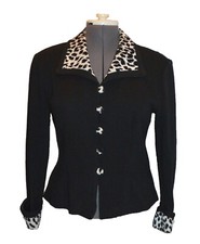 R K Originals Vintage 80s Black  White Cheetah Print Button Down Jacket 12