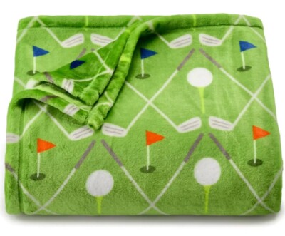 GOLF Golfing Green Clubs & Tees 5x6' Oversized THROW BLANKET The Big One NEW!