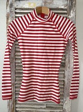 A12 EUC J. Crew Women Red Stripe Back Zip Rash Guard Swim Shirt Top LS Size XXS