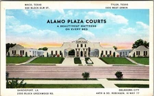 Waco, TX Alamo Plaza Courts Tichnor McLennan County Texas Postcard Vintage JE17