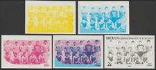1668 - St VINCENT - FOOTBALL  2 c  -  set of 5 PROGRESSIVE COLOUR PROOFS mnh
